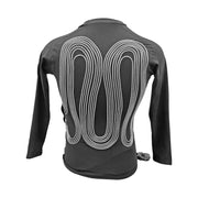 RINI Technologies long sleeve cooling shirt in black, back view showing full-torso cooling tube routing