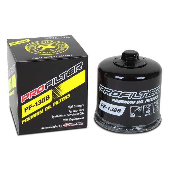 ProFilter PF-138B premium oil filter with retail box, black canister spin-on filter